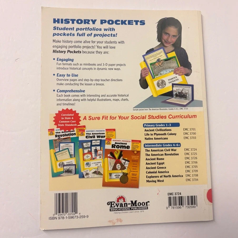 Evan-Moor History Pockets The American Civil War Grades 4-6+ Education Workbook